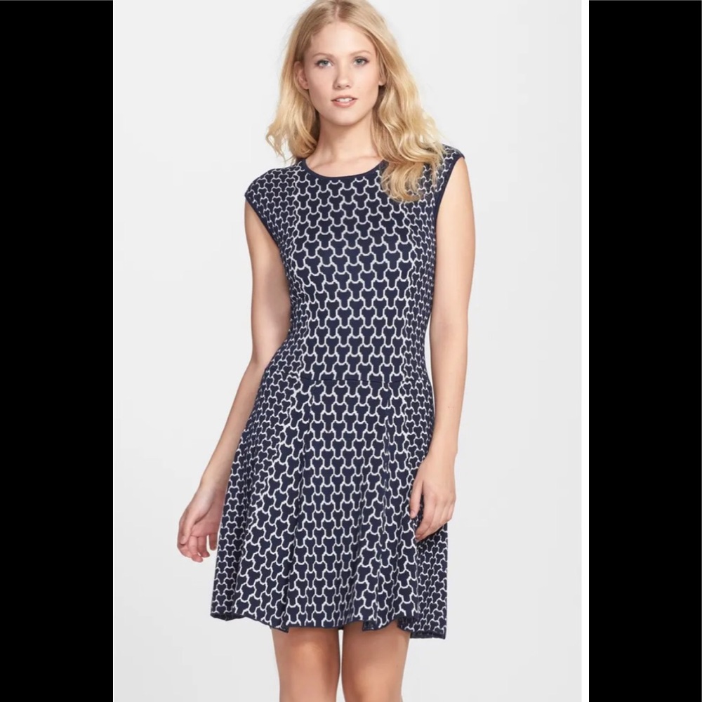 Laundry Jacquard Knit Fit & Flare Sweater dress